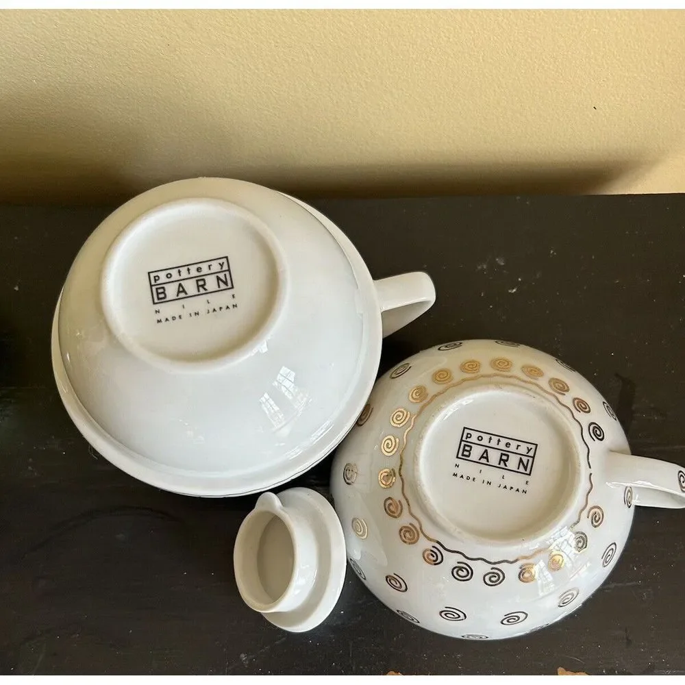 Pottery Barn NILE‎ Individual Teapot with Nesting Cup Japan